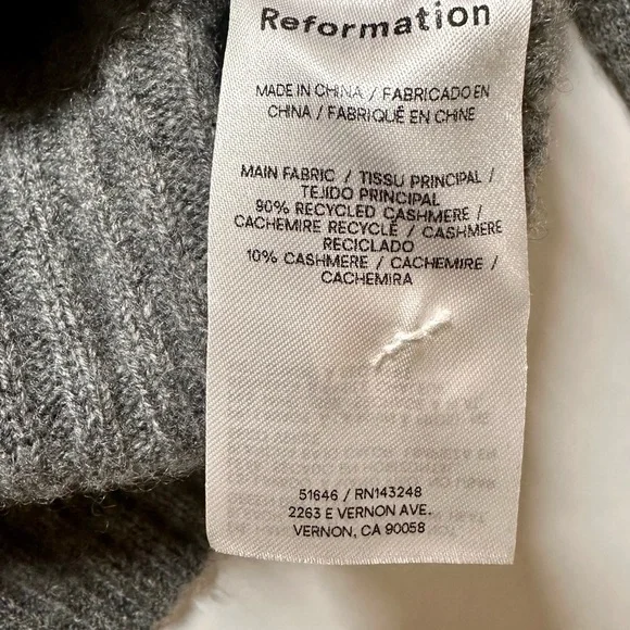 Reformation Hana Ribbed-Edge Cropped Cardigan – Grey, Size XS - Picture 6 of 6